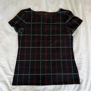 Ann Taylor Black and Red Plaid Blouse